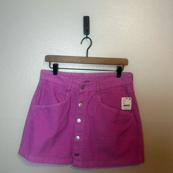 Free People Ray Cord Mini‎ Skirt in Pink Frosting - Picture 2 of 7